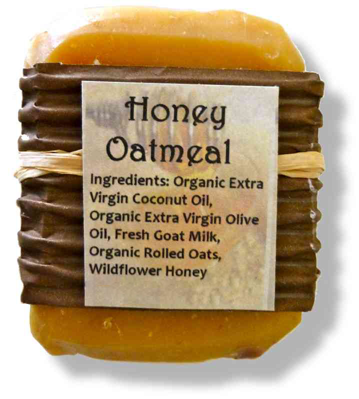 Bar of Red Barn Farm Honey Oatmeal goat's milk soap